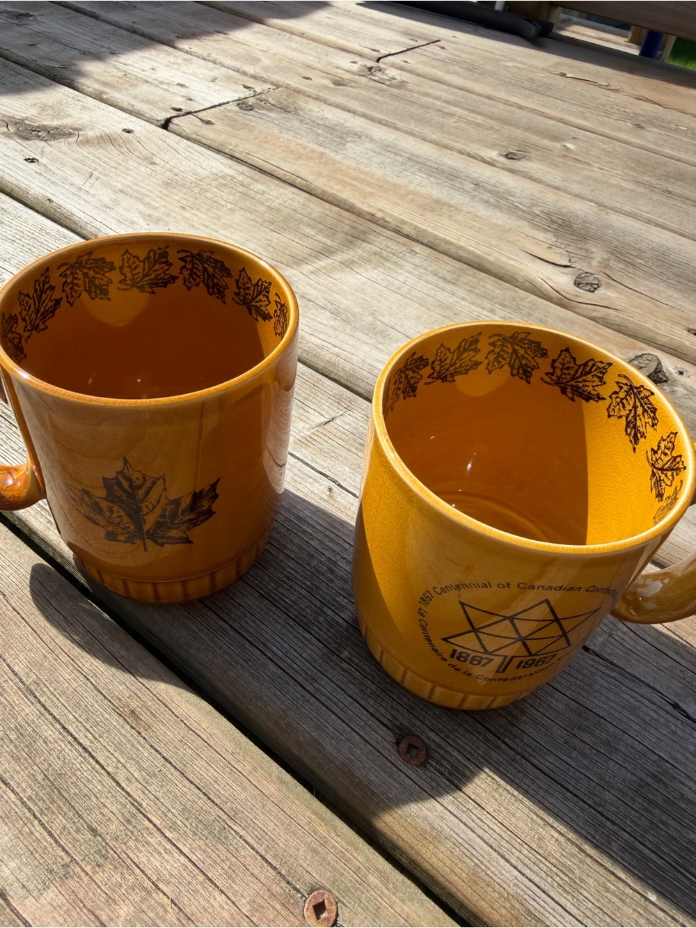 Vintage Royal Worcester Crown Ware 1867 Centennial Mugs Set of 2